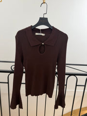 Pull col polo manches évasées