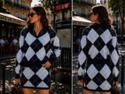 Ensemble pull et jupe argyle