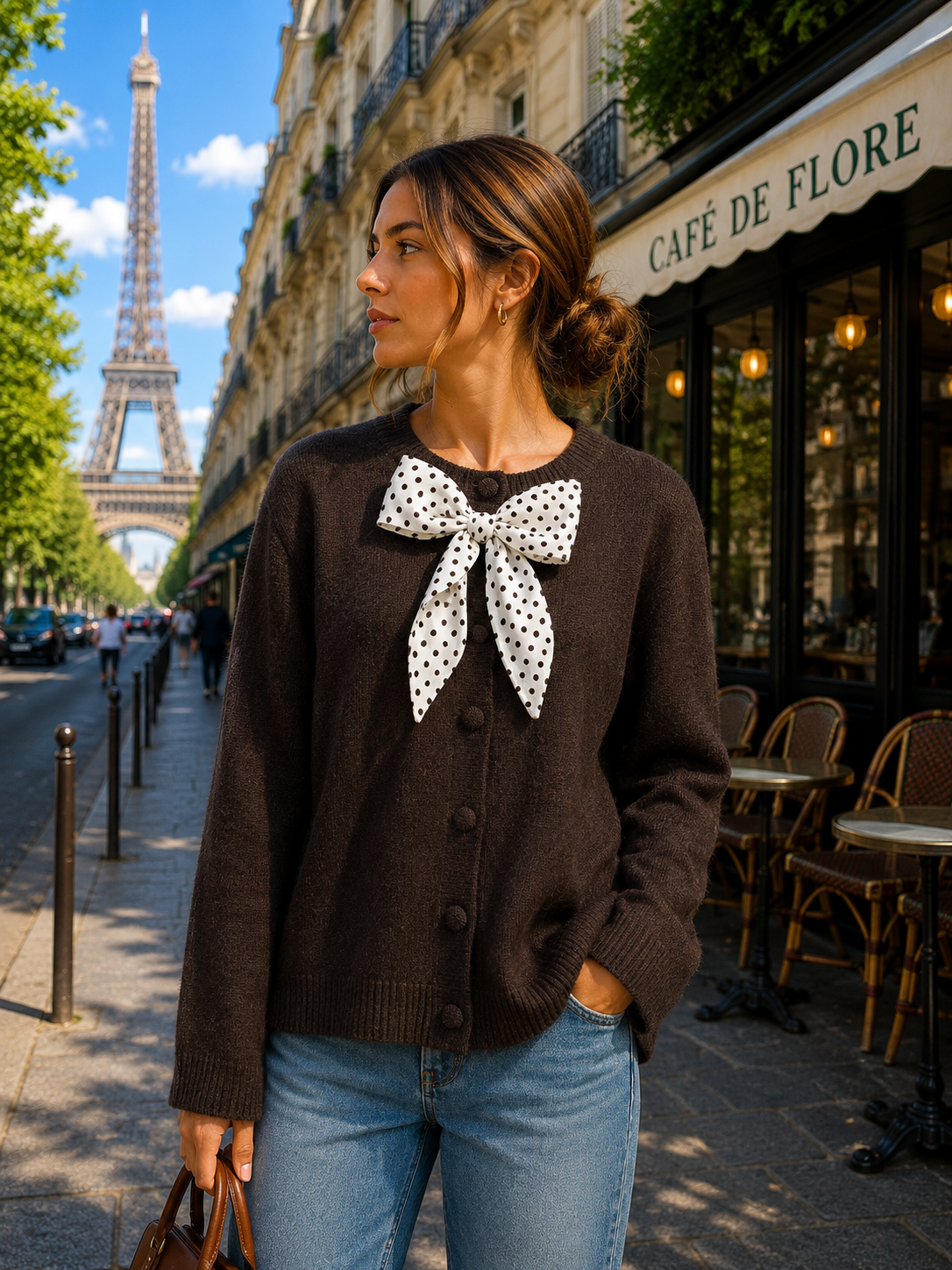 Gilet en maille nœud pois