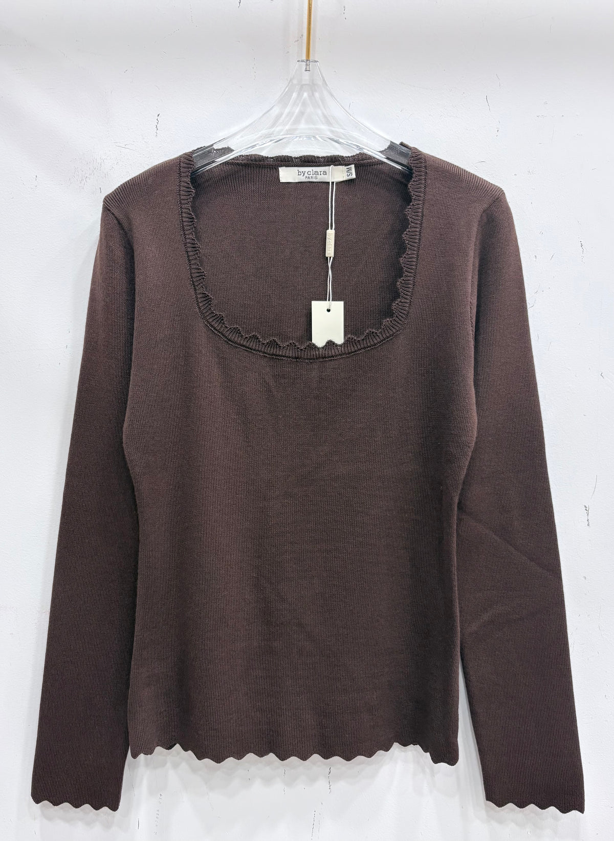 Pull maille col carré dentelle