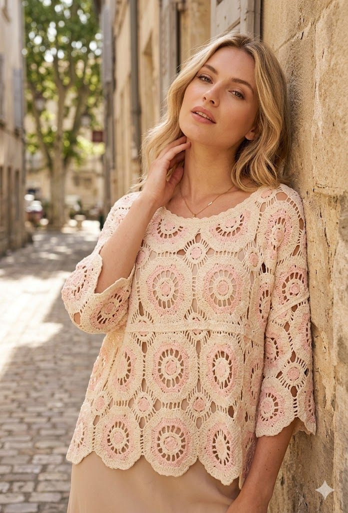 Haut en crochet ajouré