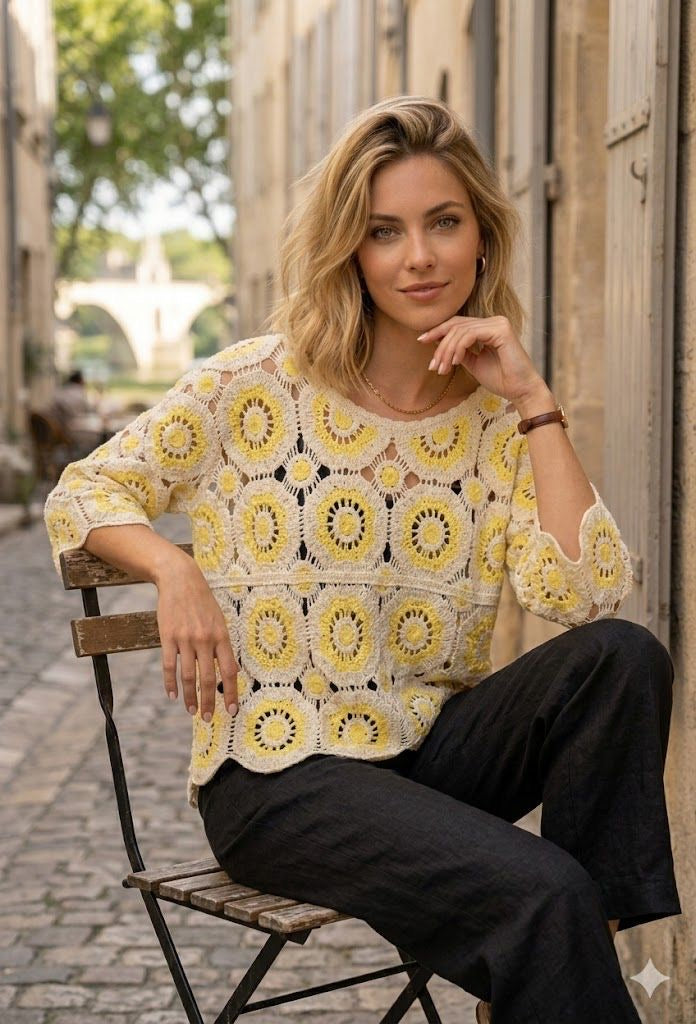 Haut en crochet ajouré