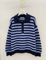 Pull polo rayé femme