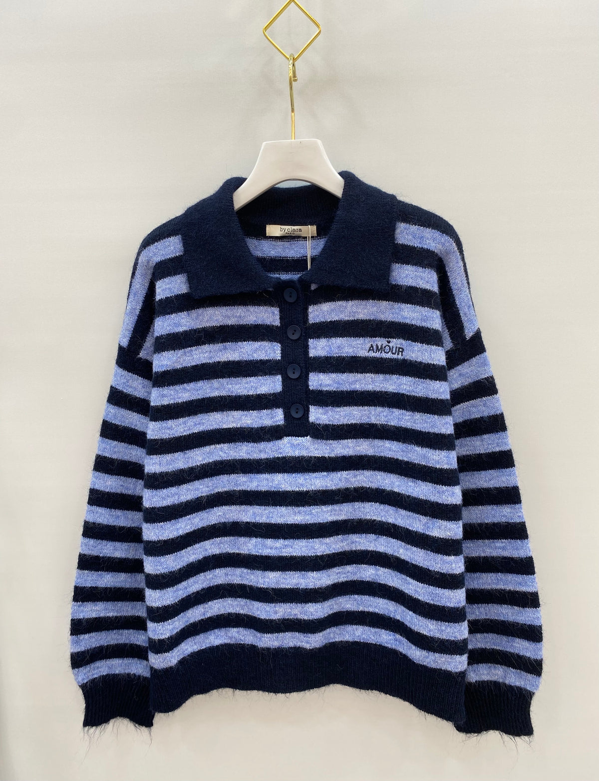 Pull polo rayé femme