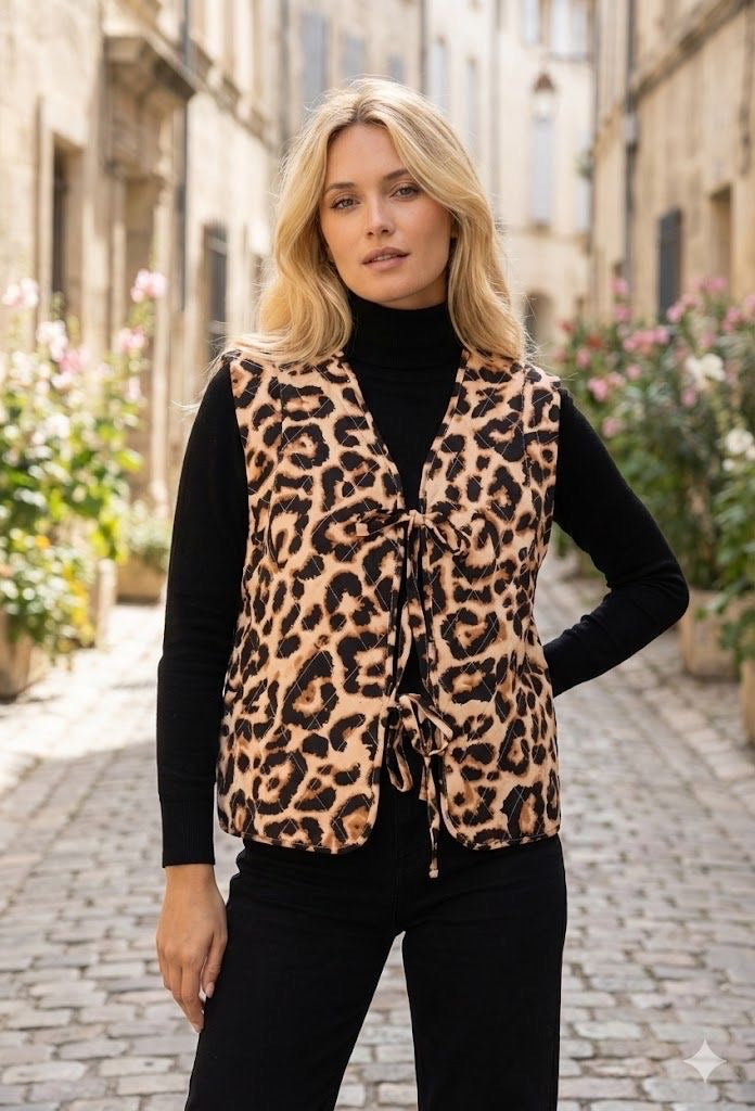 Gilet femme imprimé léopard