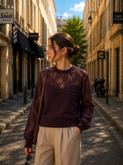 Pull maille et dentelle