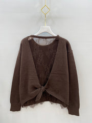 Pull maille réversible dos noué