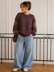 Pull manches transparentes fleuries