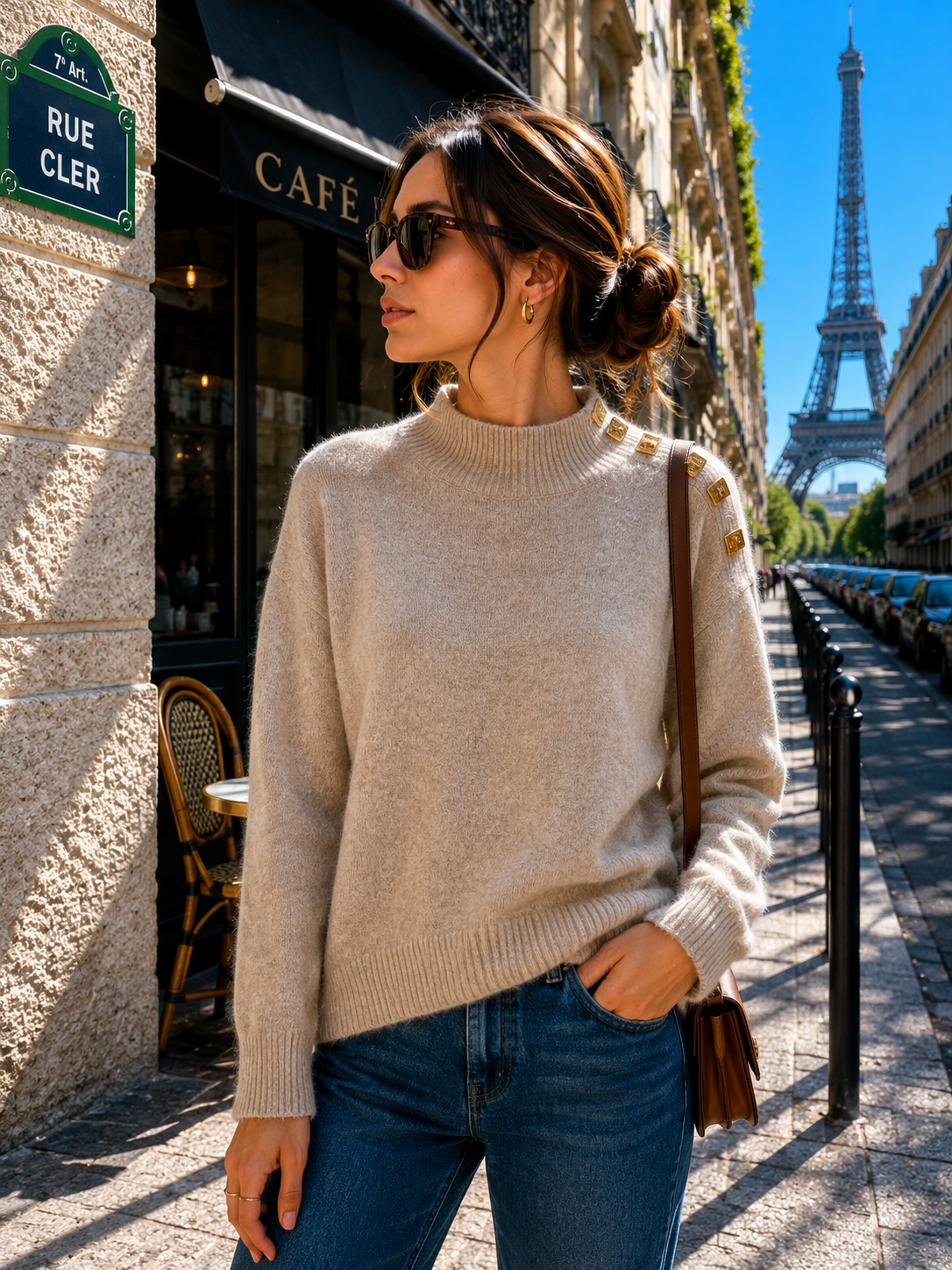 Pull col montant femme