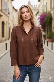 Chemise coton dentelle vintage