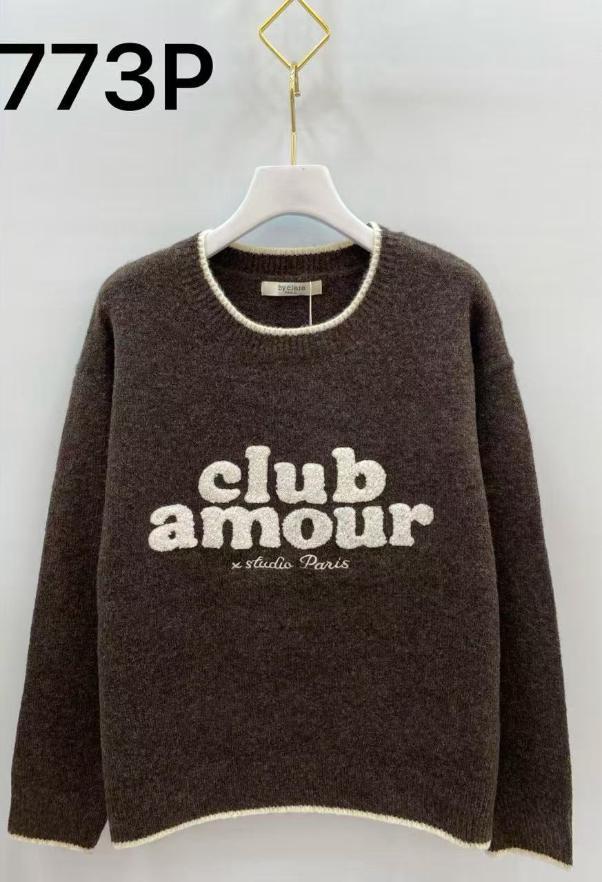 Pull maille imprimé Club Amour