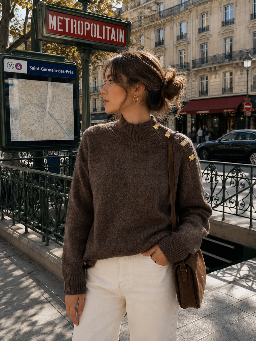Pull col montant femme
