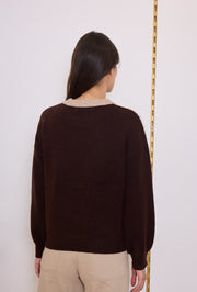 Pull maille V imprimé léopard