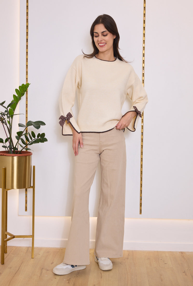 Pull maille nœuds pois