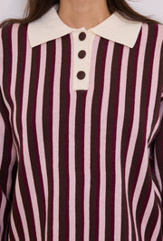 Pull col polo maille rayé