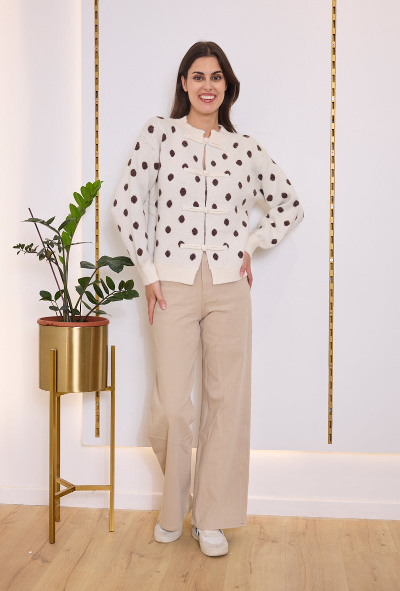 Gilet maille pois fermeture chinoise