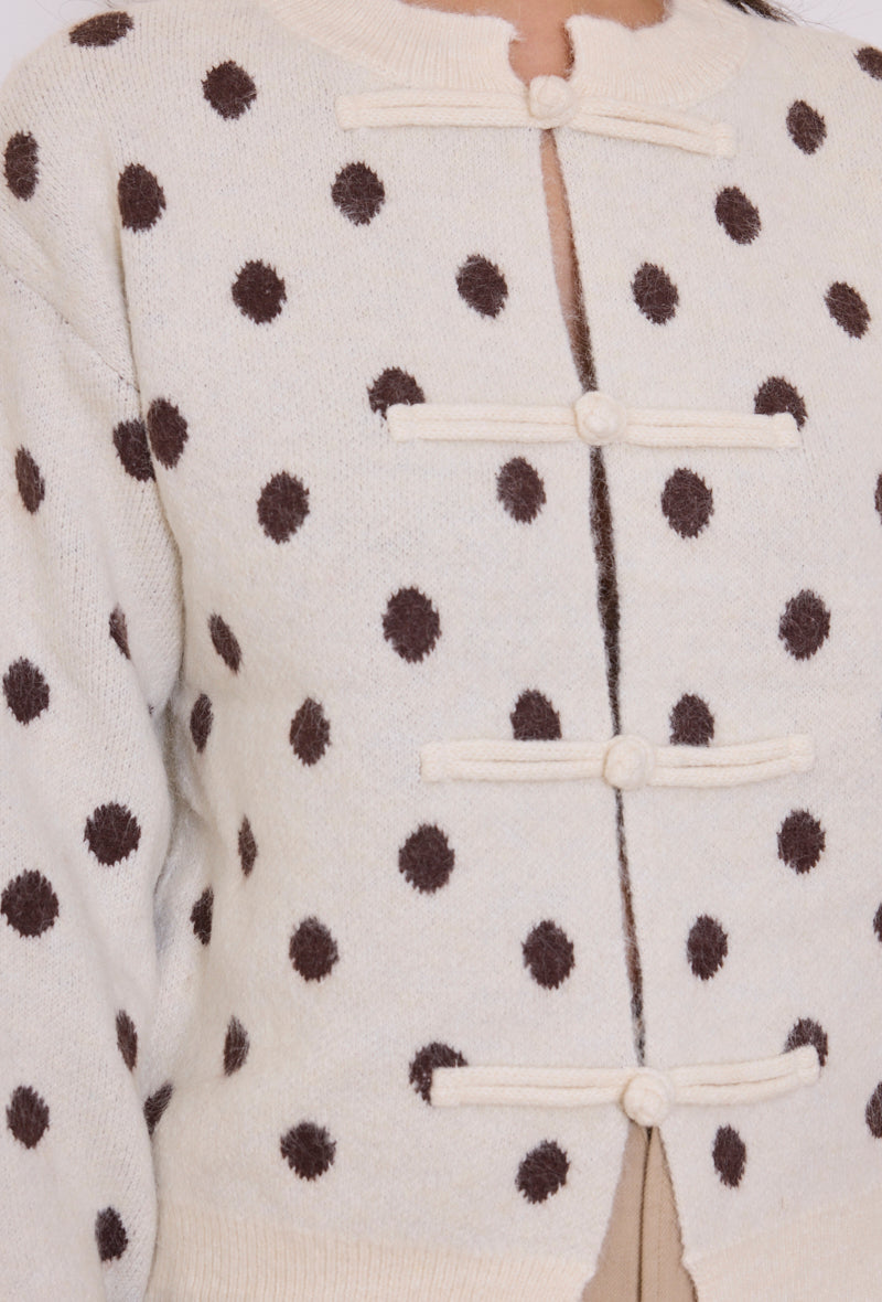 Gilet maille pois fermeture chinoise