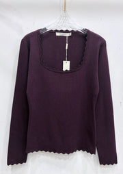 Pull maille col carré dentelle