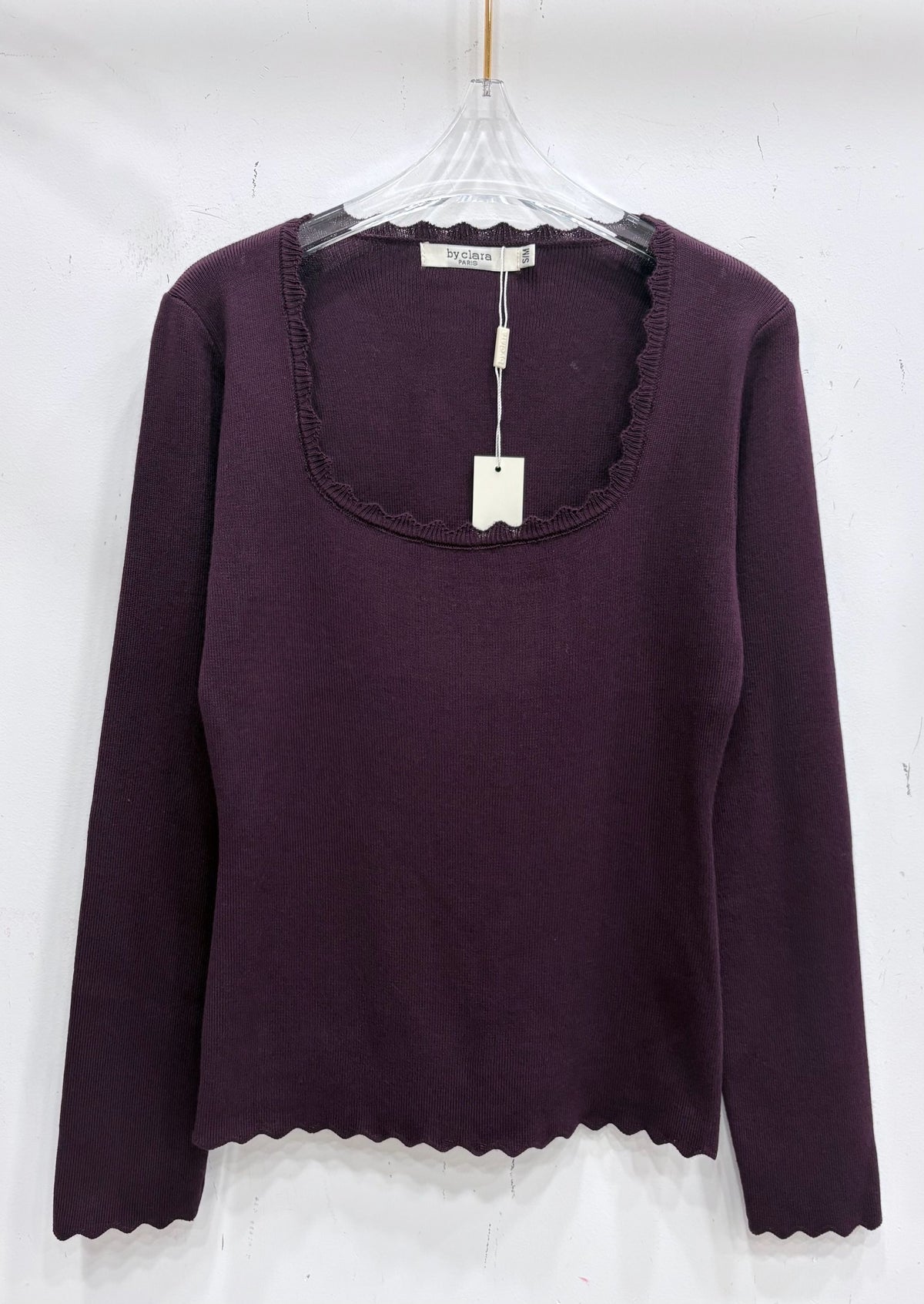 Pull maille col carré dentelle