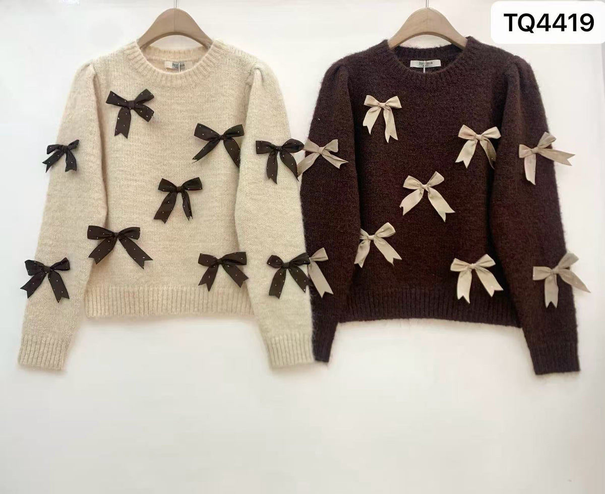 Pull maille nœuds fantaisie