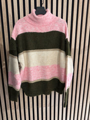 PULL COL ROULÉ MAILLE RAYURES