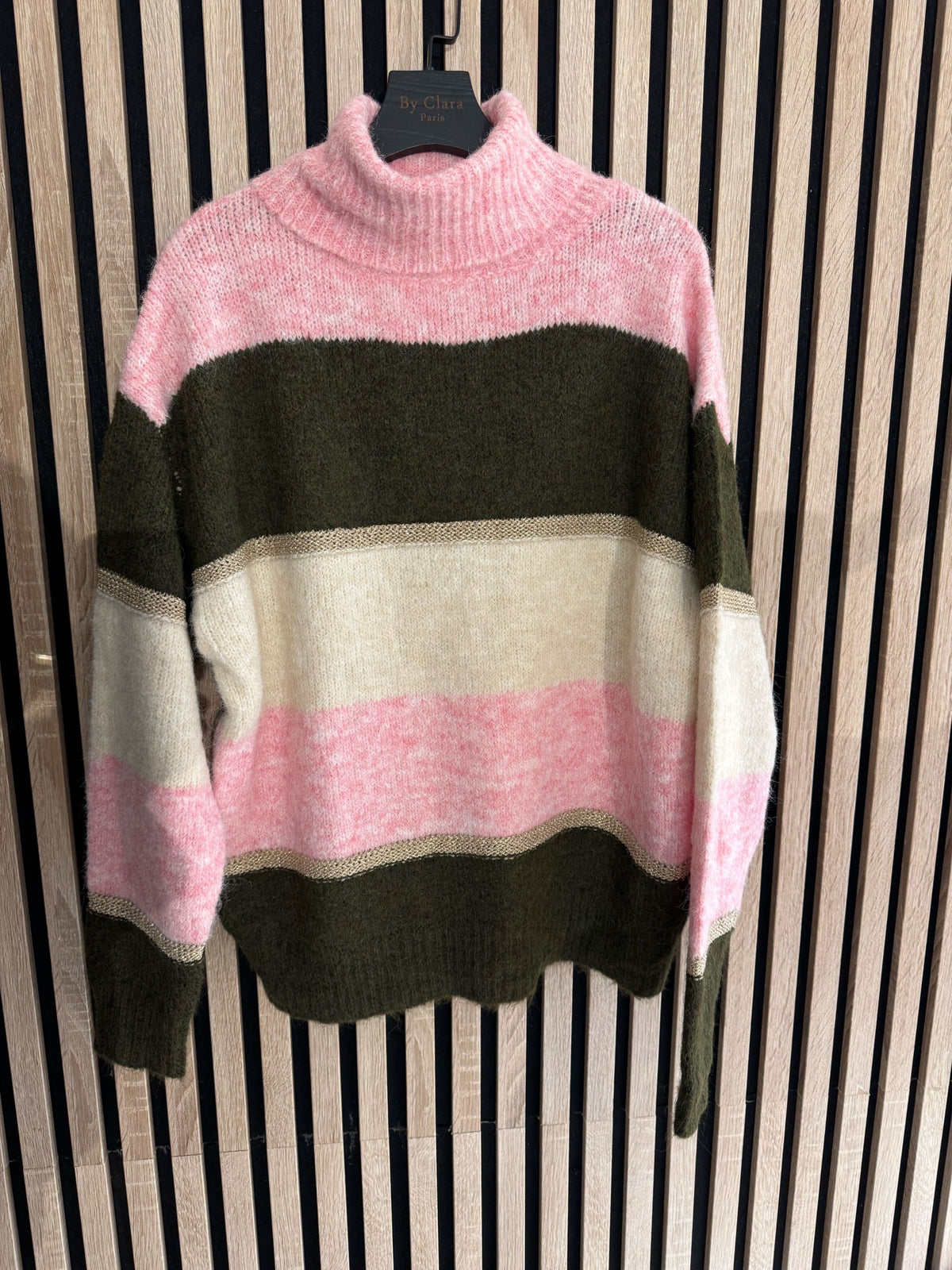 PULL COL ROULÉ MAILLE RAYURES