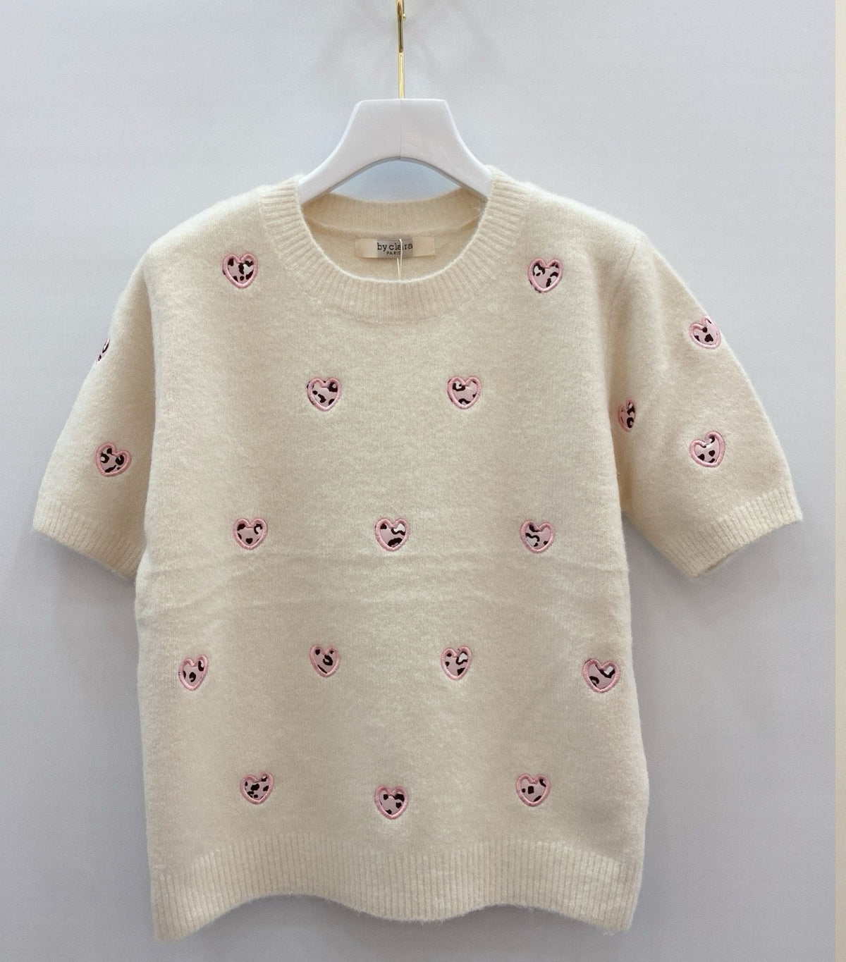 Pull manches courtes brodé
