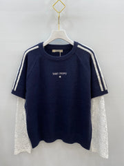 Pull femme superposition dentelle