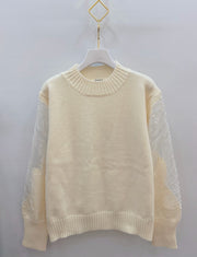 Pull maille et tulle brodé