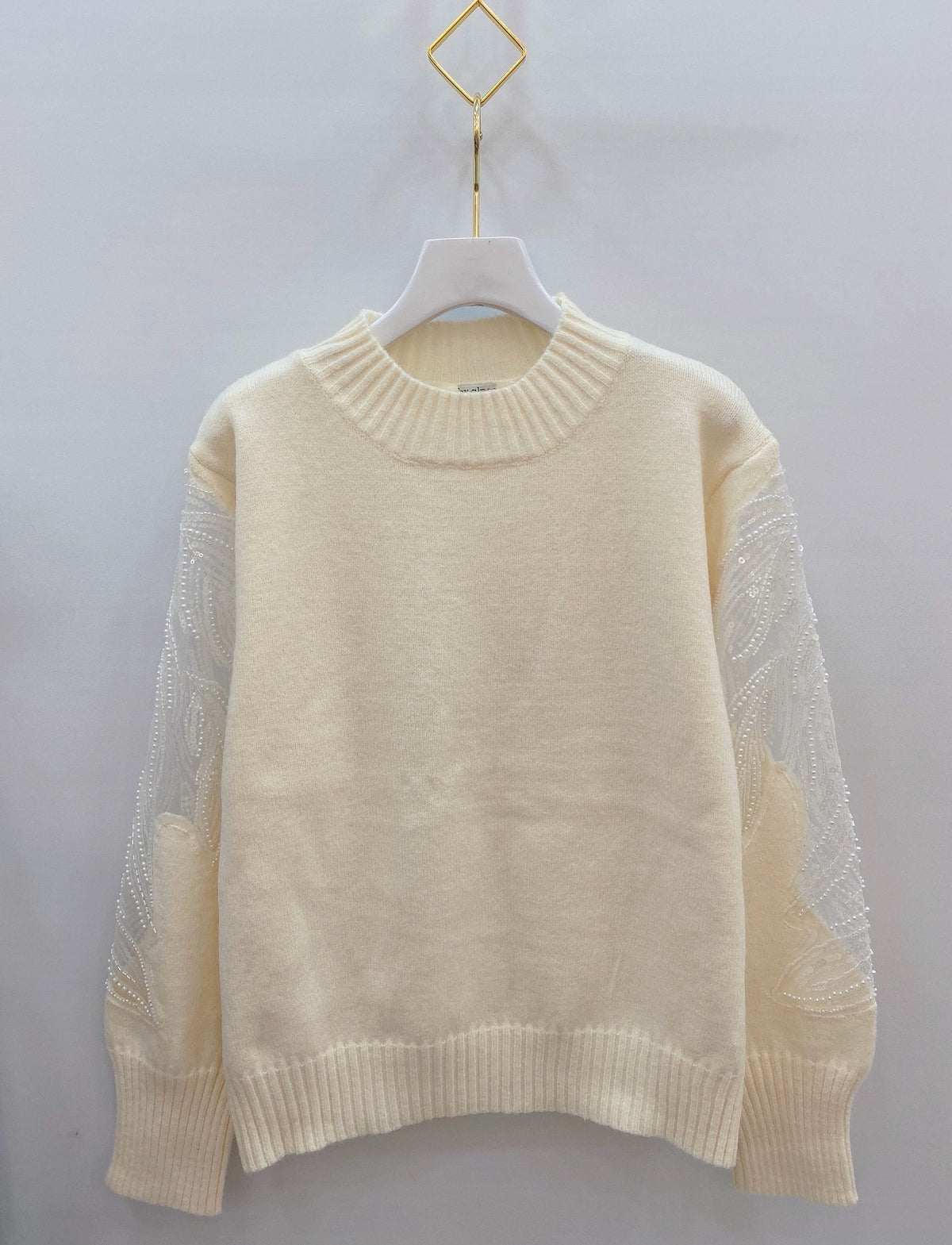 Pull maille et tulle brodé