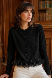 Gilet en maille à volants