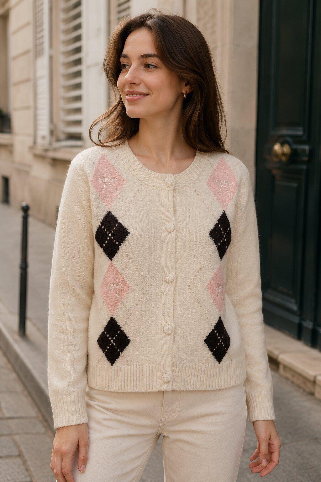 Gilet en maille jacquard losanges