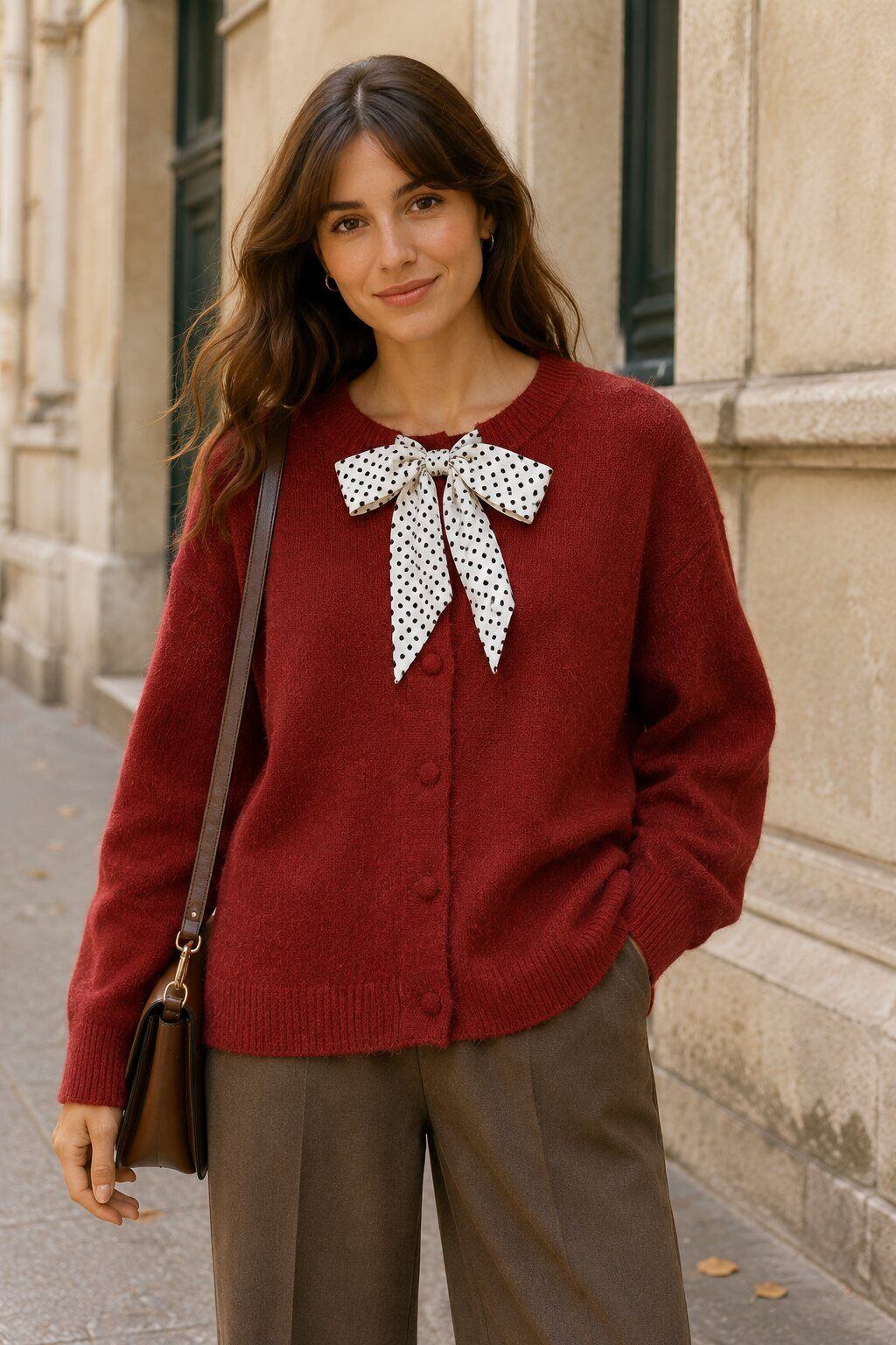Gilet en maille nœud pois