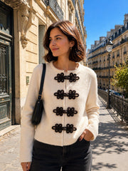 Gilet maille attaches fleur