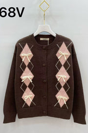 Gilet maille losanges & nœuds