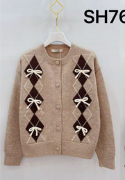 Gilet maille losanges & nœuds