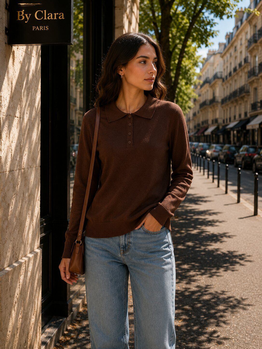 Pull col polo en maille fine
