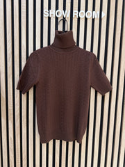 Pull col roulé manches courtes