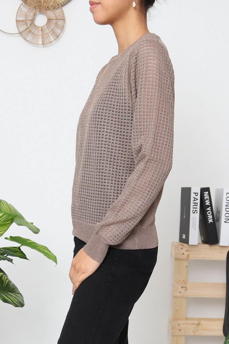 Pull maille carreaux femme