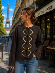 Pull maille fermeture style chinois