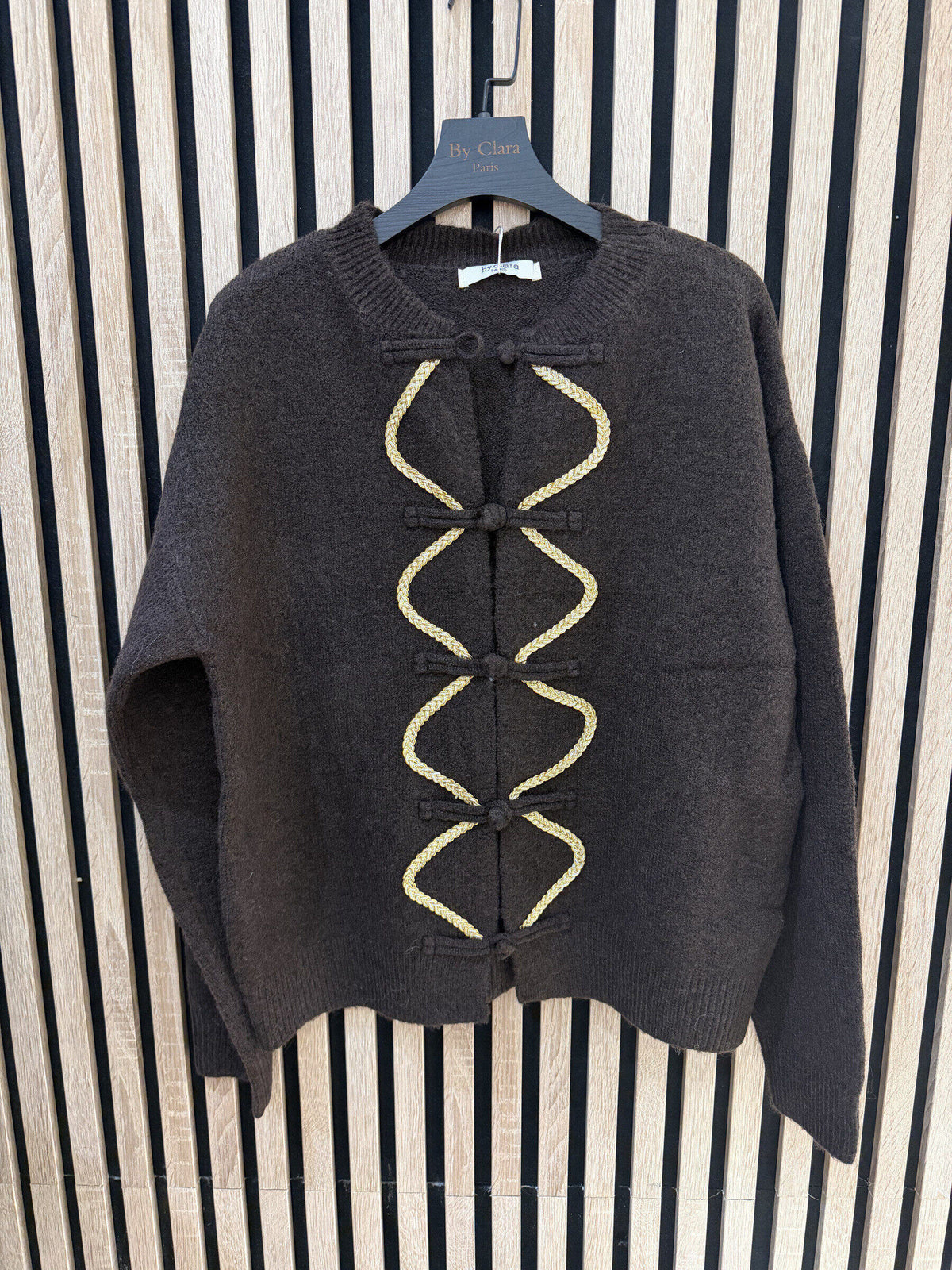 Pull maille fermeture style chinois