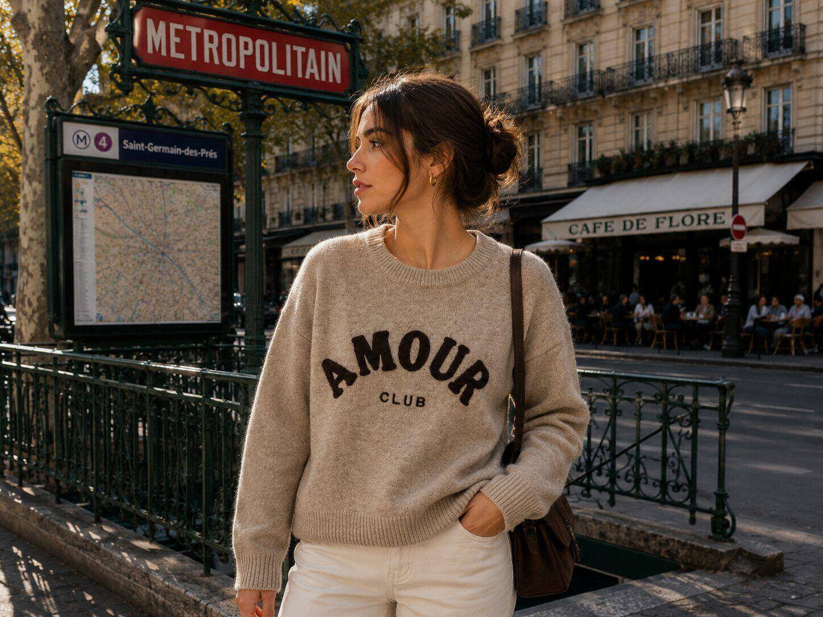 Pull maille inscription AMOUR CLUB