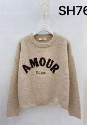 Pull maille inscription AMOUR CLUB
