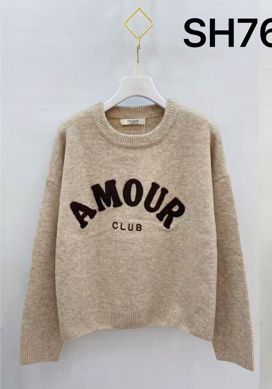 Pull maille inscription AMOUR CLUB