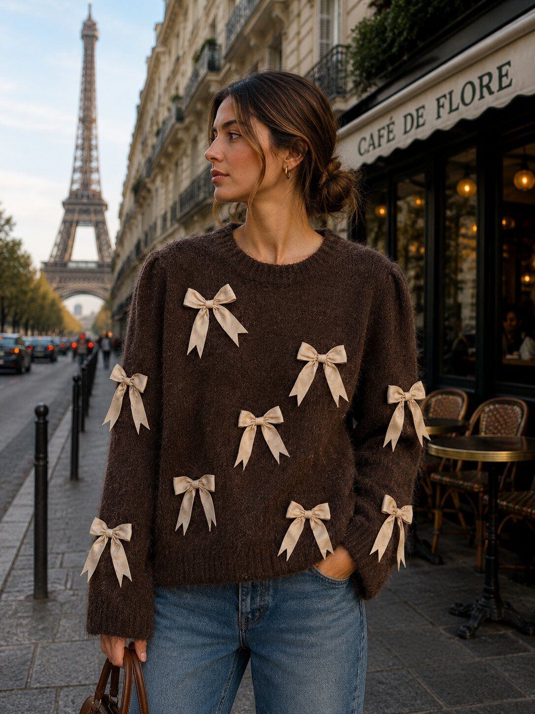 Pull maille nœuds fantaisie