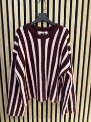 Pull maille rayé à message