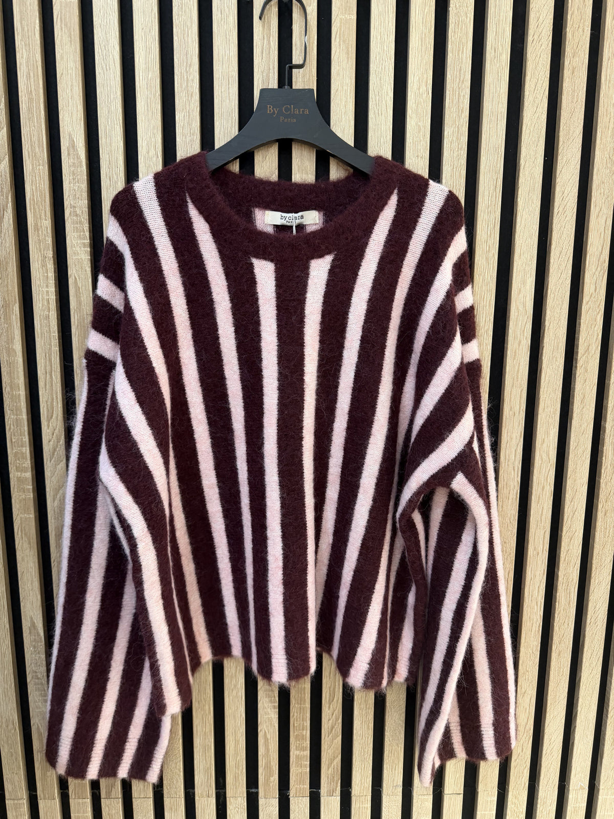 Pull maille rayé à message