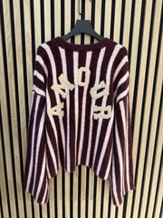 Pull maille rayé à message