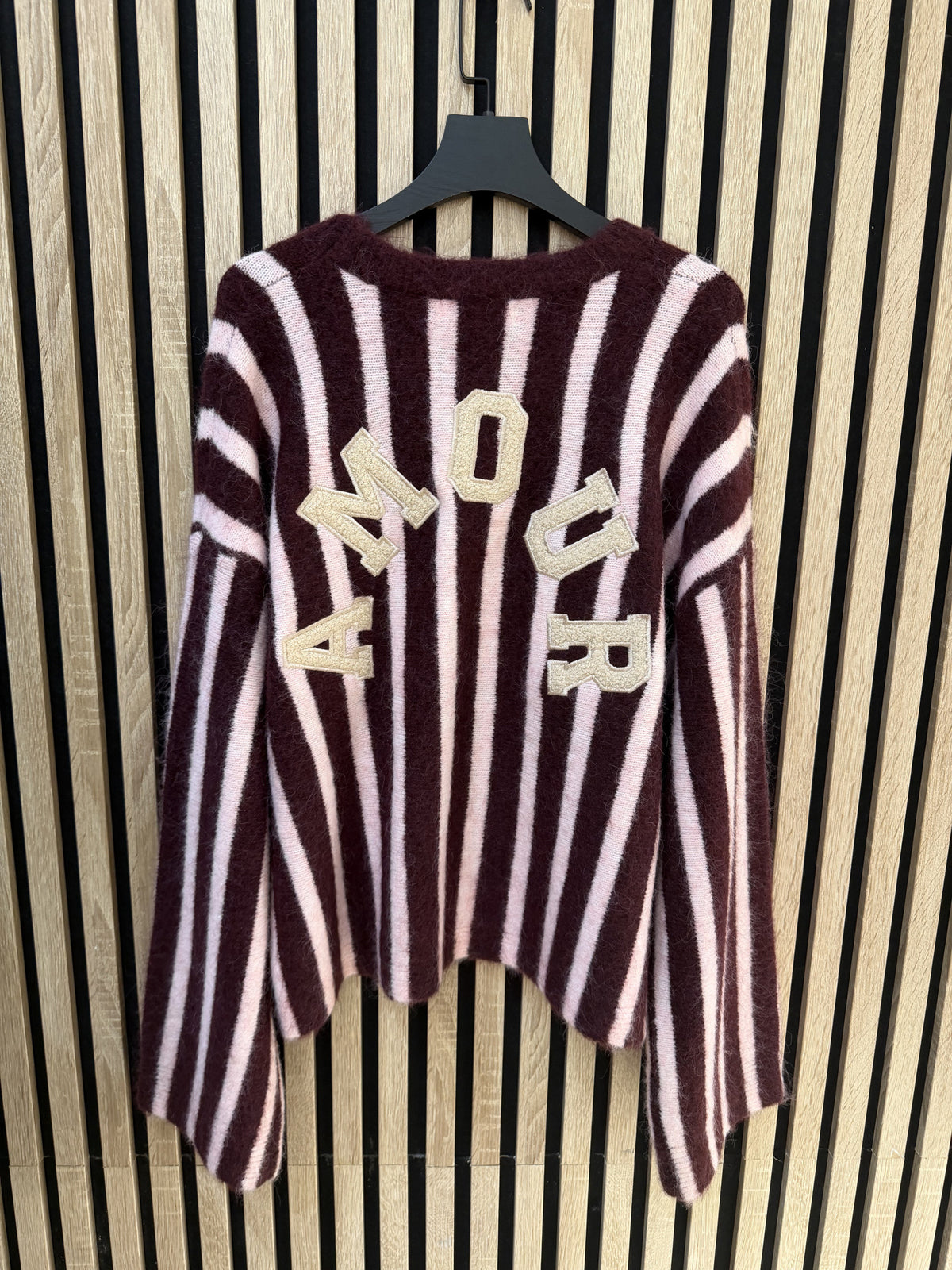 Pull maille rayé à message