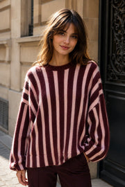 Pull maille rayé à message
